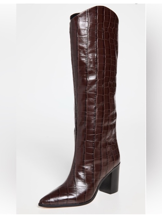 SCHUTZ Shoes - New Schutz Analeah Chocolate Brown Croc-Embossed Boots Size 10